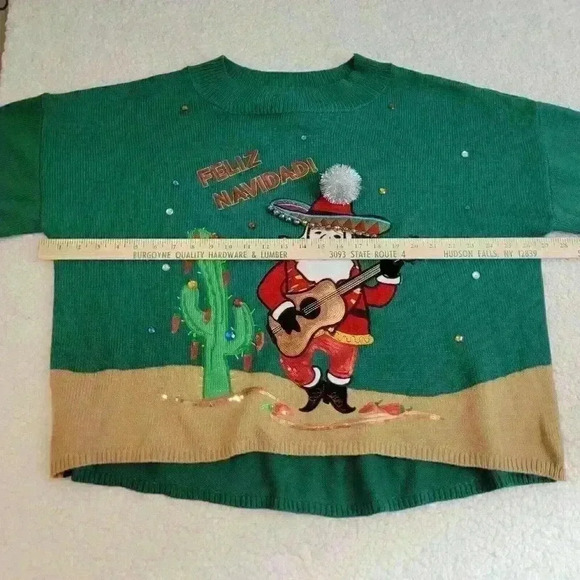 Holiday Time Christmas Sweater Womens XXL 20 Feliz Navidad Southwest Santa - Picture 10 of 16